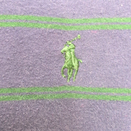 Polo Ralph Lauren Homme XL Bleu Marine Rayures Vertes Logo Vert Polo