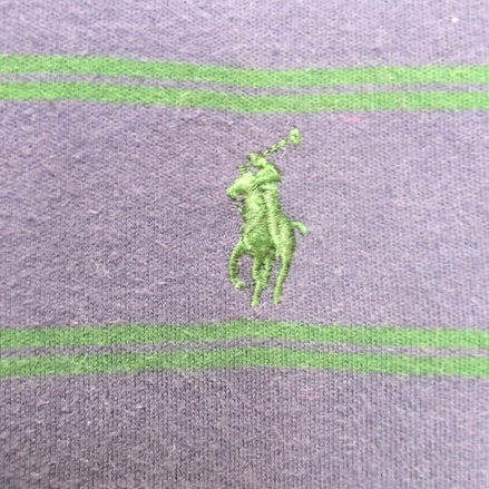 Polo Ralph Lauren Homme XL Bleu Marine Rayures Vertes Logo Vert Polo
