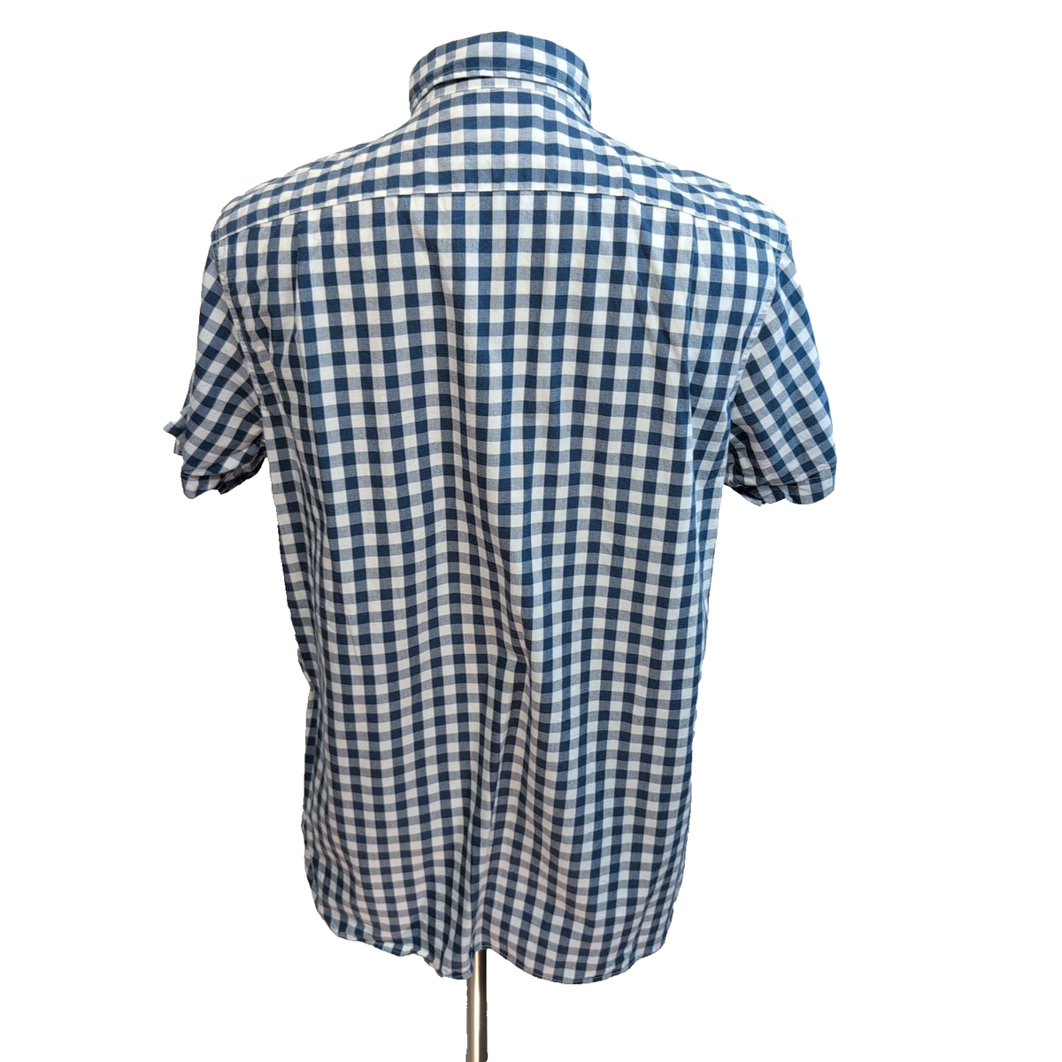 Chemise Nautica M Bleu Blanc Carreaux Manches Courtes 100% Coton