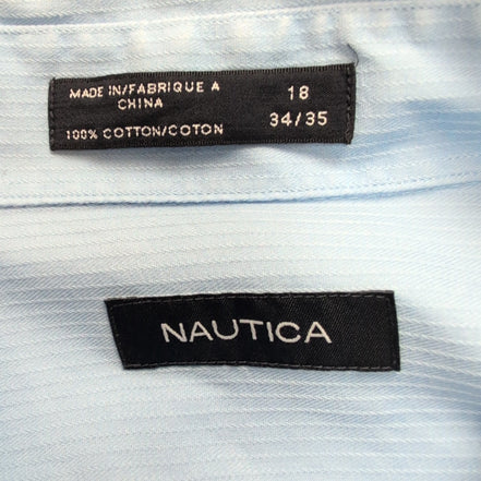 Chemise Nautica Bleu Clair Rayures Gaufrées Poignets Mousquetaires XXL