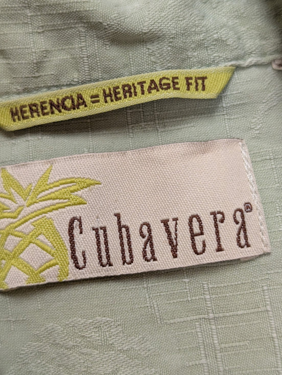 Chemise Hawaïenne Cubavera Soie & Coton Vert Pâle Palmiers - Taille S