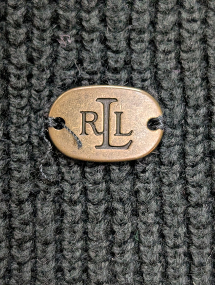 Pull Ralph Lauren (Lauren) Femme L Col Roulé Large Cordon Noir Plaque Logo 🏷️
