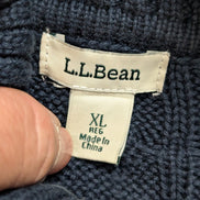 Pull Torsadé L.L. Bean femme Bleu Marine Col Roulé Chaud Taille XL