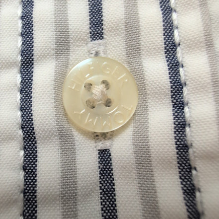 Chemise Tommy Hilfiger Manches Courtes Grise et Blanche à Rayures Taille L