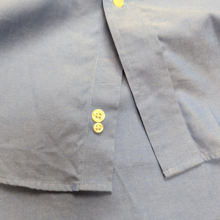 Chemise Lands' End Supima coton bleu uni M L Traditional Fit manches longues