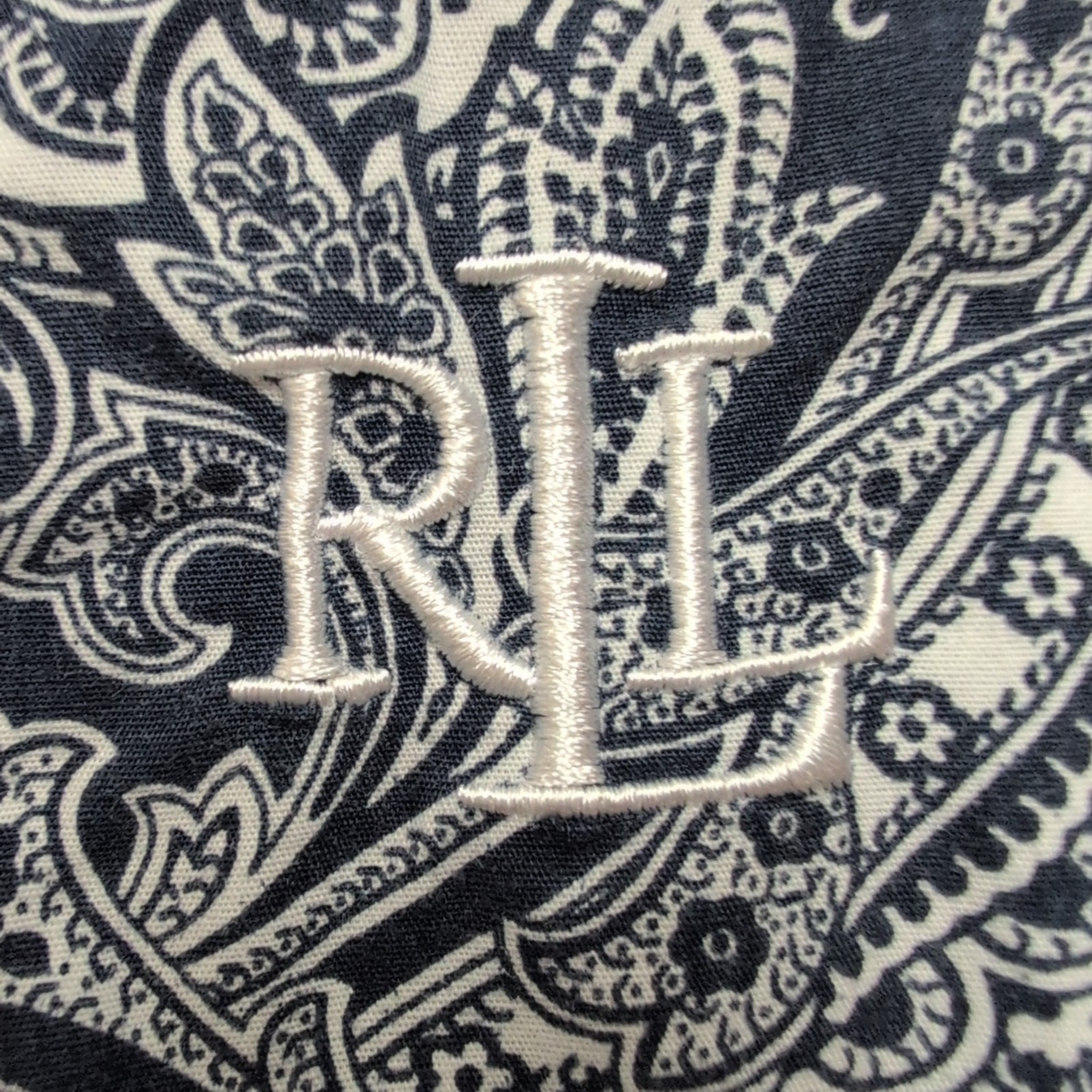 Lauren Ralph Lauren Chemise Femme M Bleu Marine Blanc Paisley Coton Manches 3/4