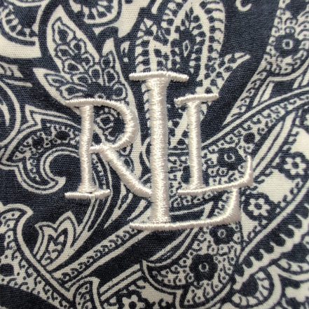 Lauren Ralph Lauren Chemise Femme M Bleu Marine Blanc Paisley Coton Manches 3/4