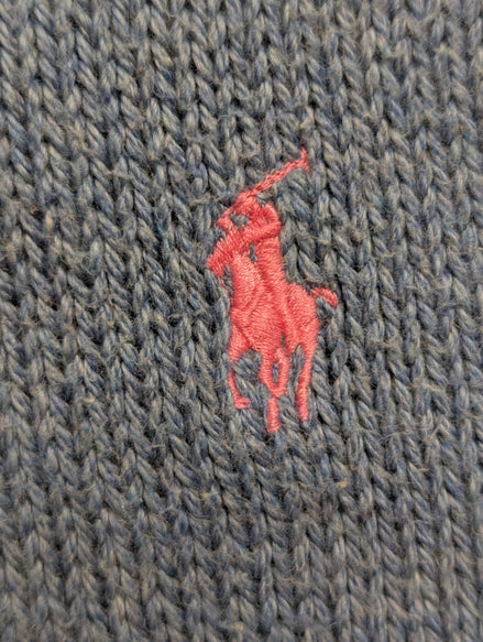 Pull Polo Ralph Lauren Bleu Clair Logo Rose Fluo - 100% Coton Pima - Taille XL