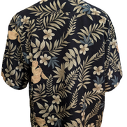 Chemise Hawaïenne MHD Polyester Noir & Marron Clair Motifs Fleurs - Taille L