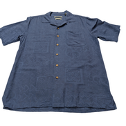 Chemise hawaïenne soie bleue Batik Bay manches courtes taille S