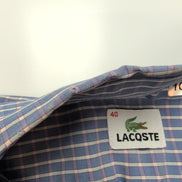 Chemise Lacoste Vintage Manches Courtes 40 M Bleu Blanc Carreaux