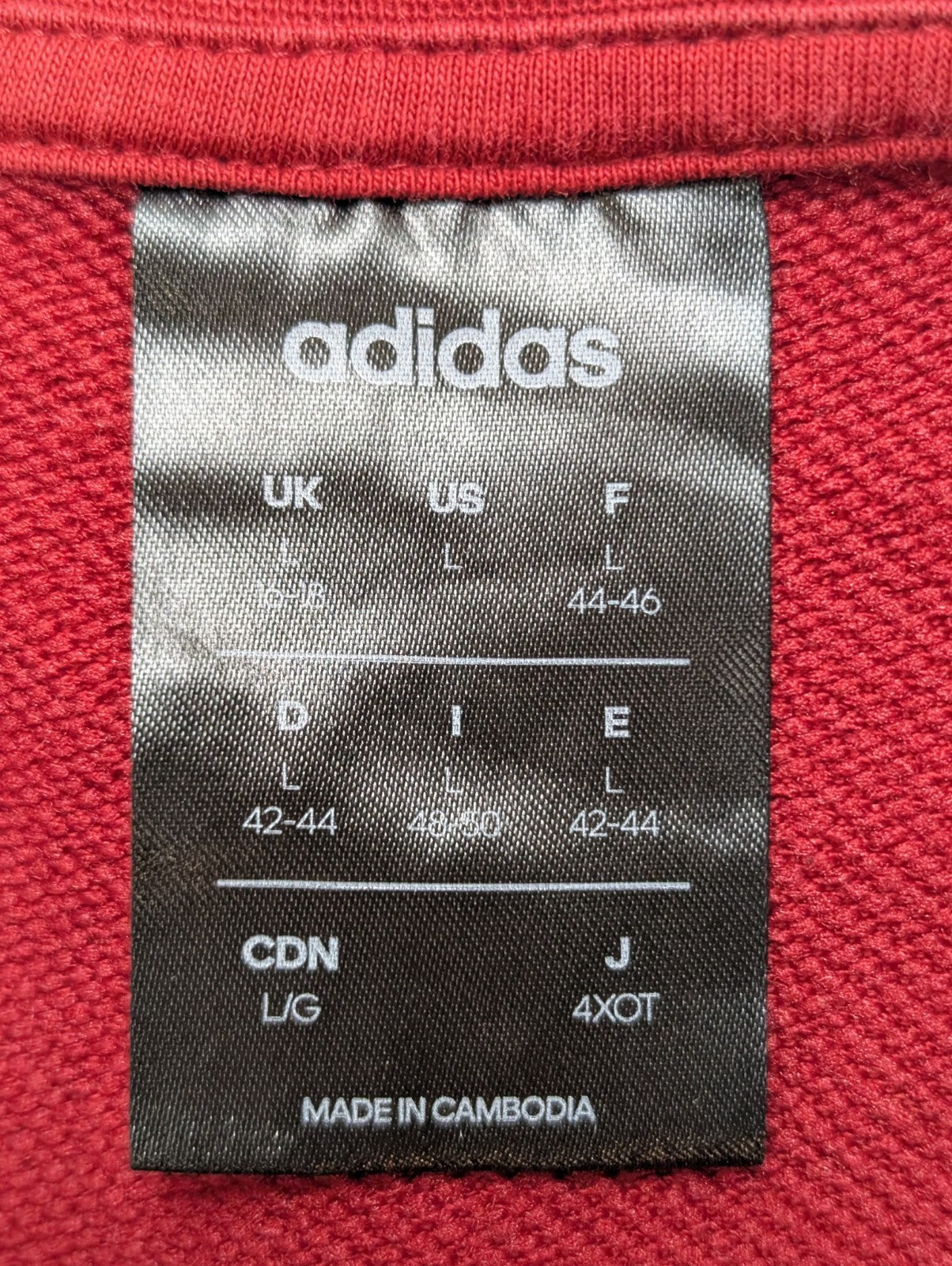 Sweat ADIDAS Homme L Bordeaux Col Rond Logo Sport Excellent État Rare