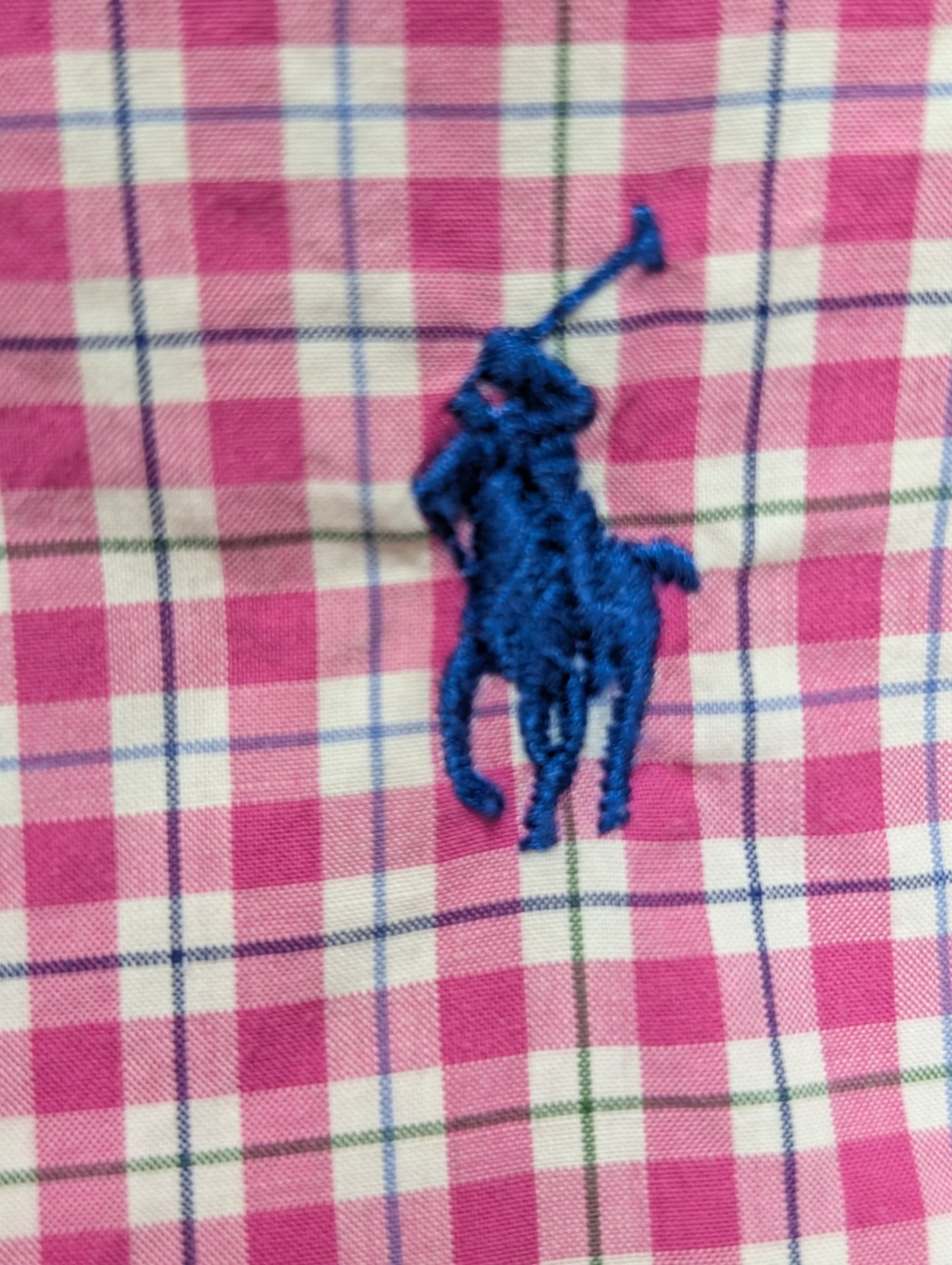 Chemise Ralph Lauren à Petits Carreaux Rose et Blanc Manches Longues Taille M