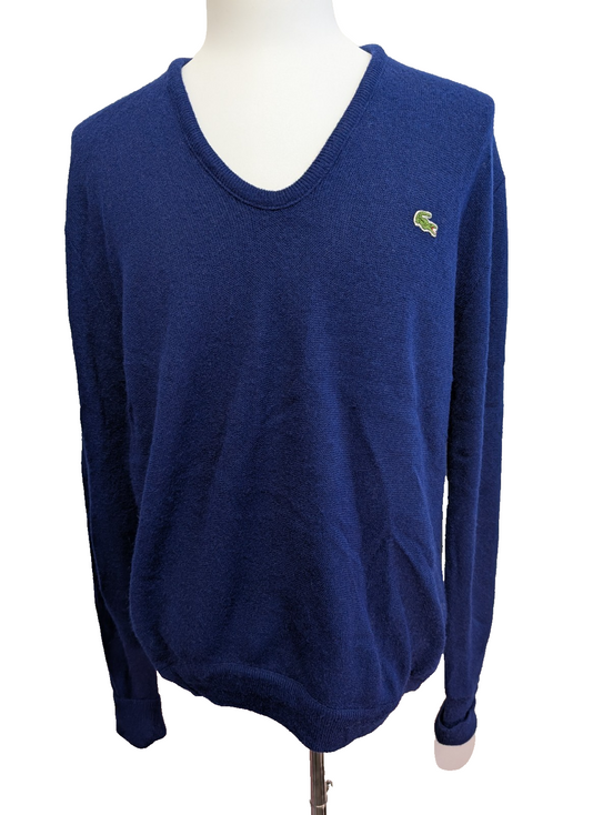 Pull LACOSTE Homme Vintage Bleu Marine Taille XL Excellent État Chic