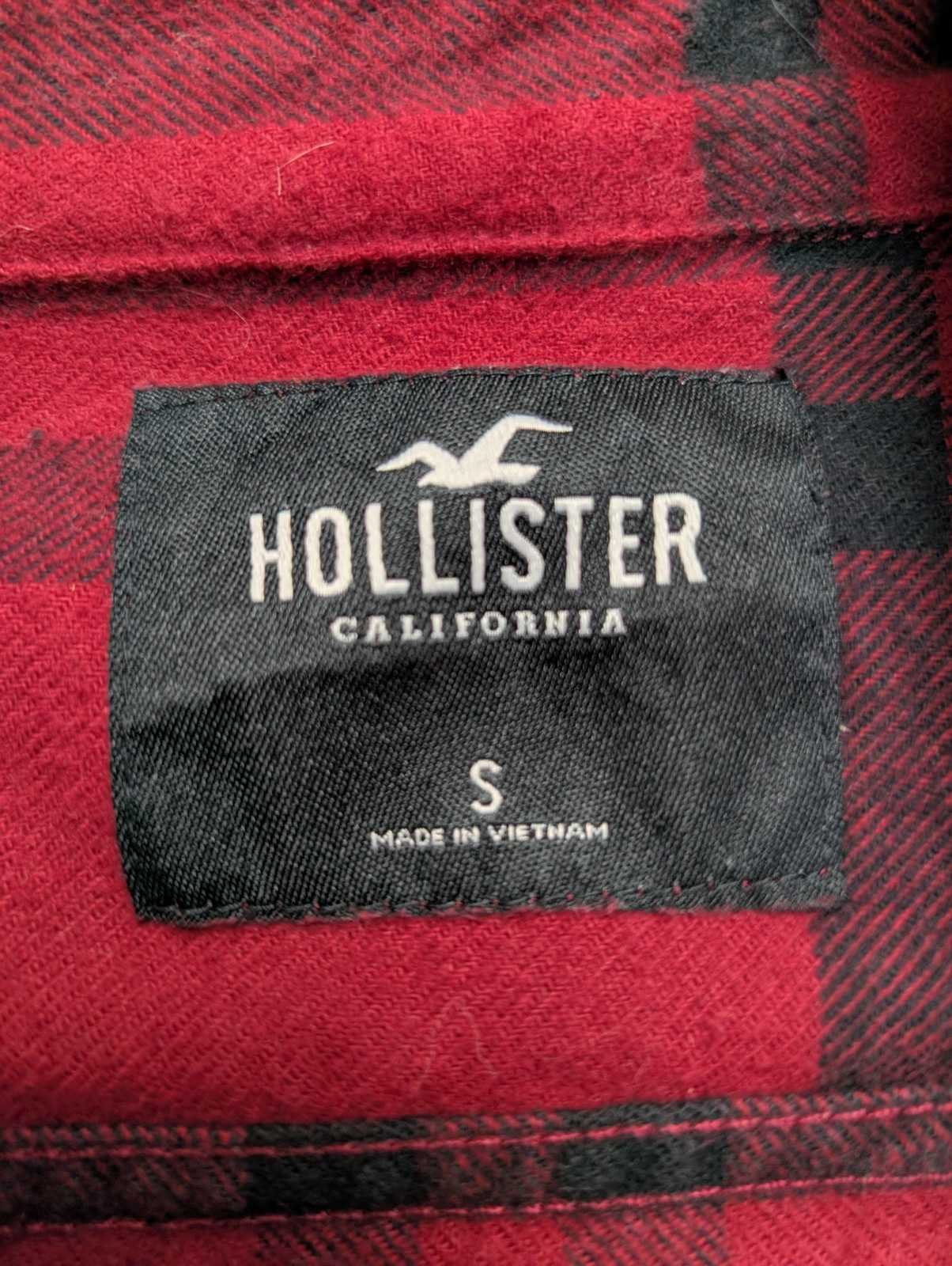 HOLLISTER Flanelle Épaisse Rouge Noir S Logo Brodé EE Boutons Gravés | 329S