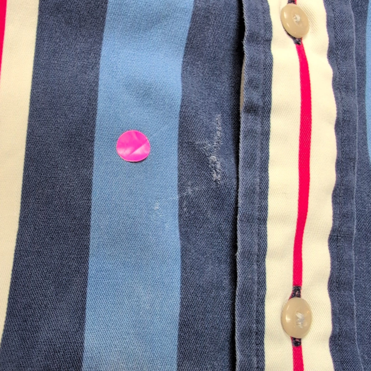Chemise Ralph Lauren Blair M Rayures Bleu Blanc Rouge Logo Rouge