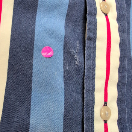 Chemise Ralph Lauren Blair M Rayures Bleu Blanc Rouge Logo Rouge