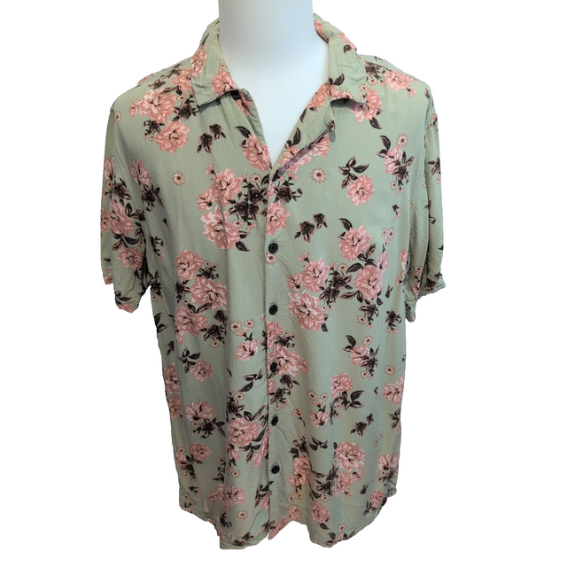 Chemise Hawaïenne Manches Courtes PacSun Rayonne Floral Kaki L