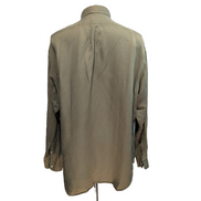 Chemise Ralph Lauren Blake XL Soie Lin Kaki Logo Bleu Marine mancheslongues