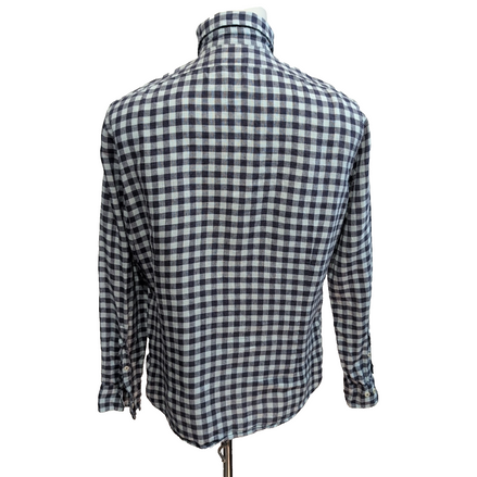 Chemise Brooks Brothers Milano Fit M Bleu Marine Carreaux 100% Lin