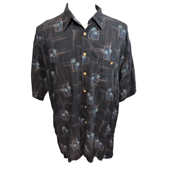 Chemise Hawaïenne Paradise Collection Rayonne Noir Palmiers XL