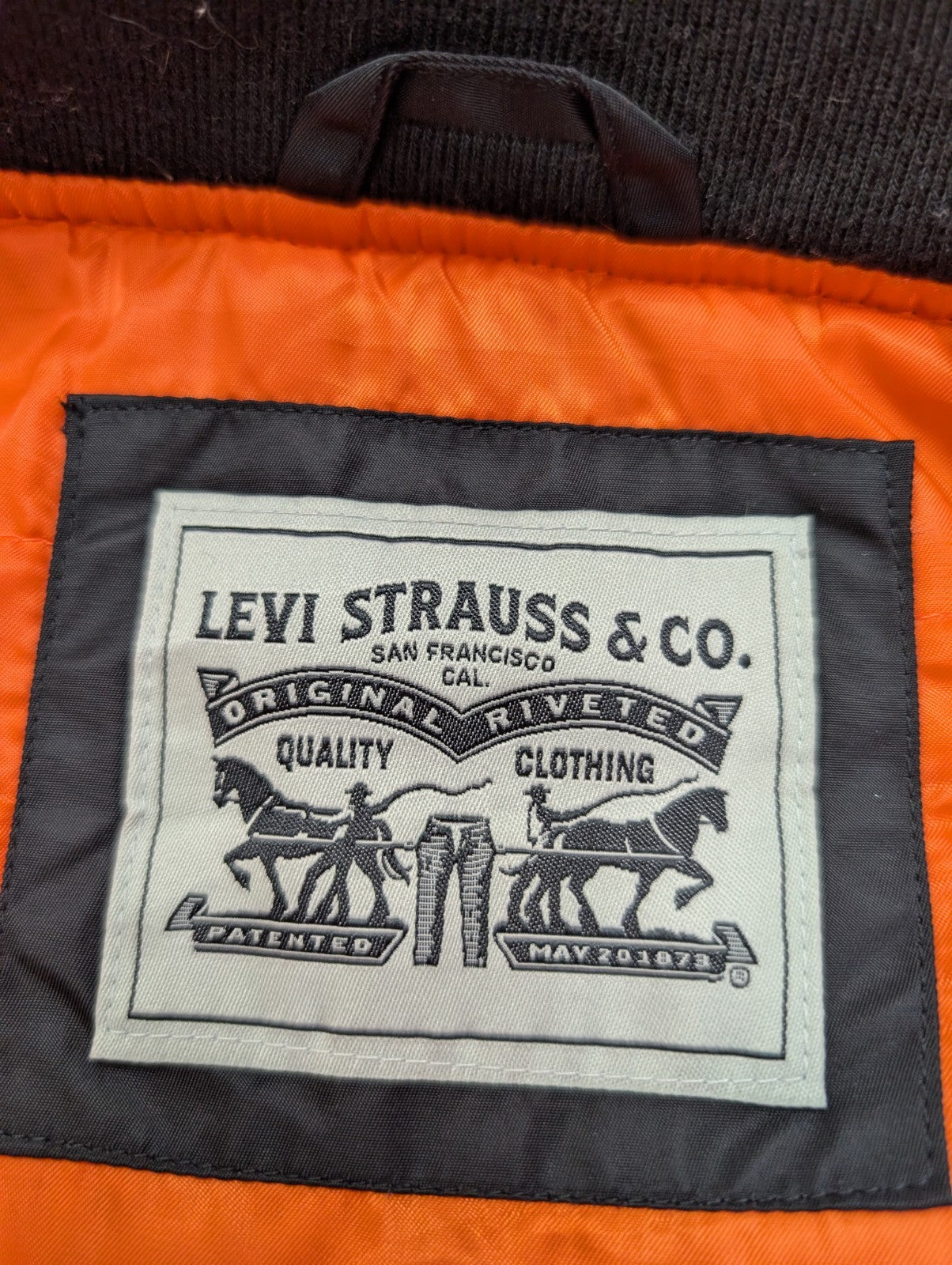 Levi's Blouson Veste Bomber Varsity Homme Noir L Chaud Doublure Orange | 300BSR