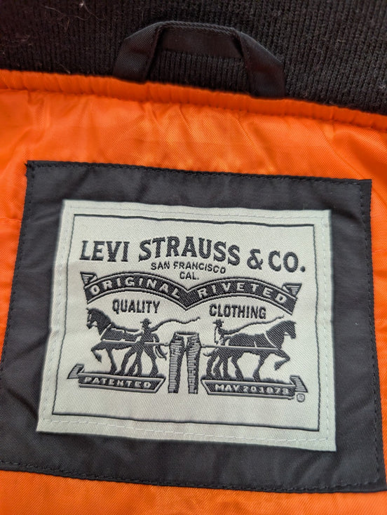 Levi's Blouson Veste Bomber Varsity Homme Noir L Chaud Doublure Orange | 300BSR