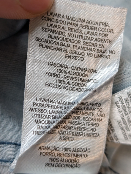 CHEMISE COLUMBIA Coton Patiné Bleu L Homme 2 Poches Casual Boutons Métal