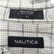 Chemise Nautica L Carreaux Made in Hong Kong Logo Brodé 100% Coton
