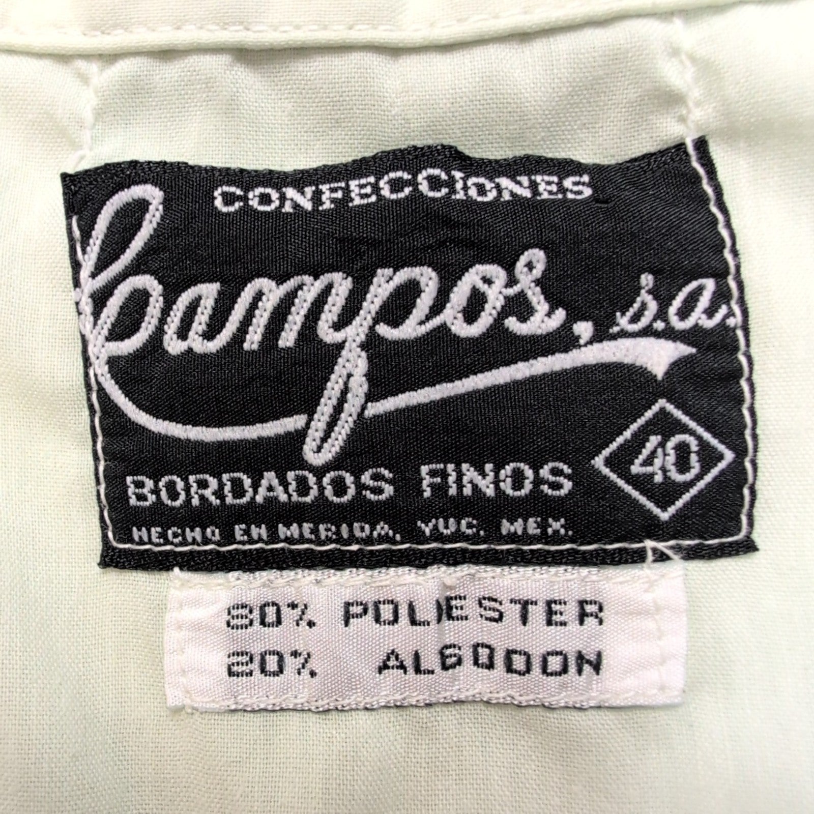Chemise Hawaïenne Campos S.A. 40 M/L Style Cuba Panama Vert Pâle 4 Poches
