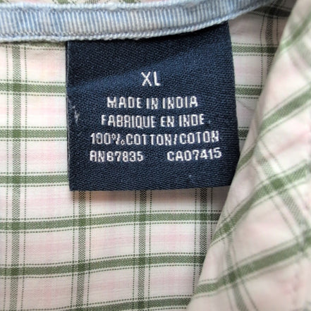 Chemise Nautica verte à carreaux avec poche manches courtes 100% coton taille XL
