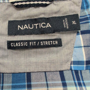 Chemise Nautica XL Bleu Blanc Carreaux Stretch Classic Fit manches longues