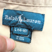 Chemise Ralph Lauren Enfant 14-16 Ans Marron Unie Logo Brodé Coton