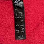 ➜ Sweat à Capuche Adidas Rouge Logo Blanc - Taille L (Ajusté)
