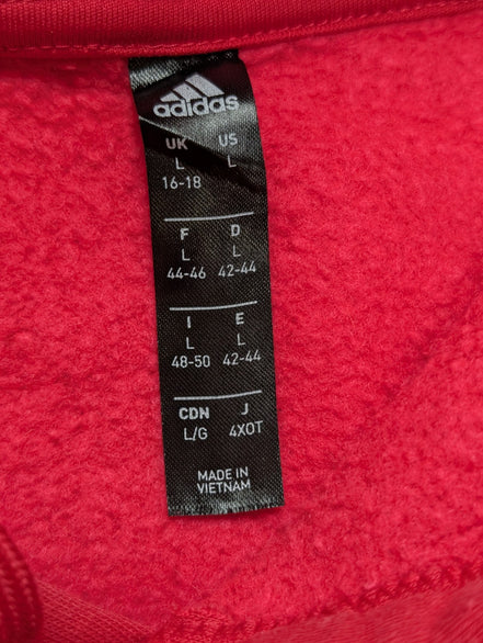 ➜ Sweat à Capuche Adidas Rouge Logo Blanc - Taille L (Ajusté)