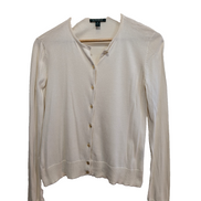 Gilet cardigan Lauren Ralph Lauren M crème coton boutons dorés blason