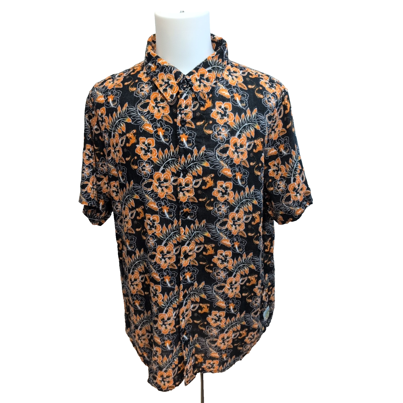 Chemise Hawaïenne Margaritaville XL XXL Noir Orange Coton USA
