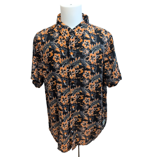 Chemise Hawaïenne Margaritaville XL XXL Noir Orange Coton USA