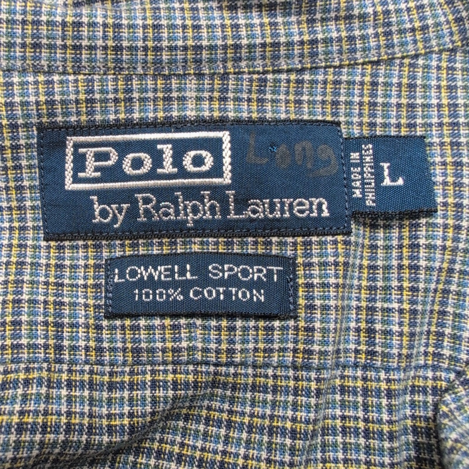 Chemise Polo Ralph Lauren Lowell Sport L Bleu Marine / Gris Carreaux Coton