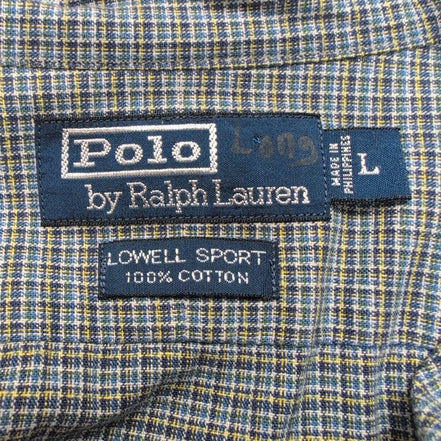 Chemise Polo Ralph Lauren Lowell Sport L Bleu Marine / Gris Carreaux Coton