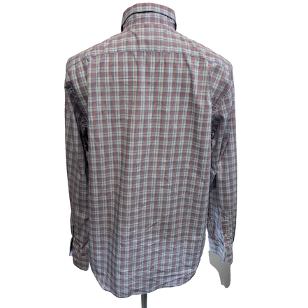 Chemise Nautica L Carreaux Bleu Rouge Logo Brodé Made in Mauritius Coton