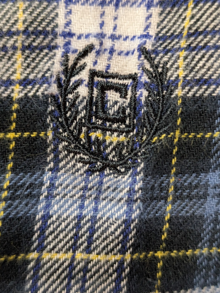 🐻 CHEMISE FLANELLE CHAPS L (G) CARREAUX BLEU JAUNE LOGO BRODÉ