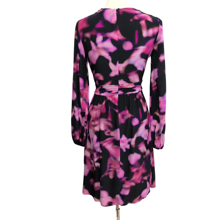 Robe COMMA 34 Cache-Cœur Noir Rose Motif Abstrait Neuve Étiquette