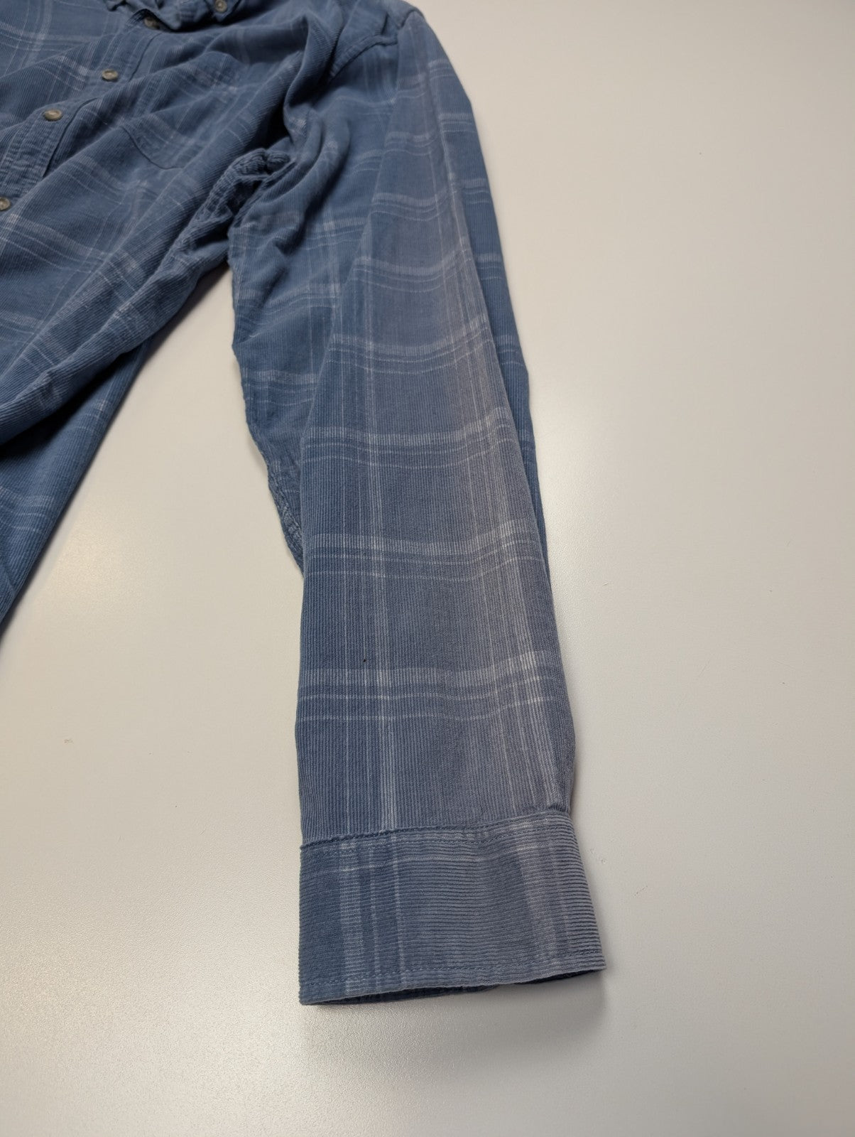Chemise EDDIE BAUER T.TXL Velours Côtelé Carreaux Bleu Classic Fit Vtg
