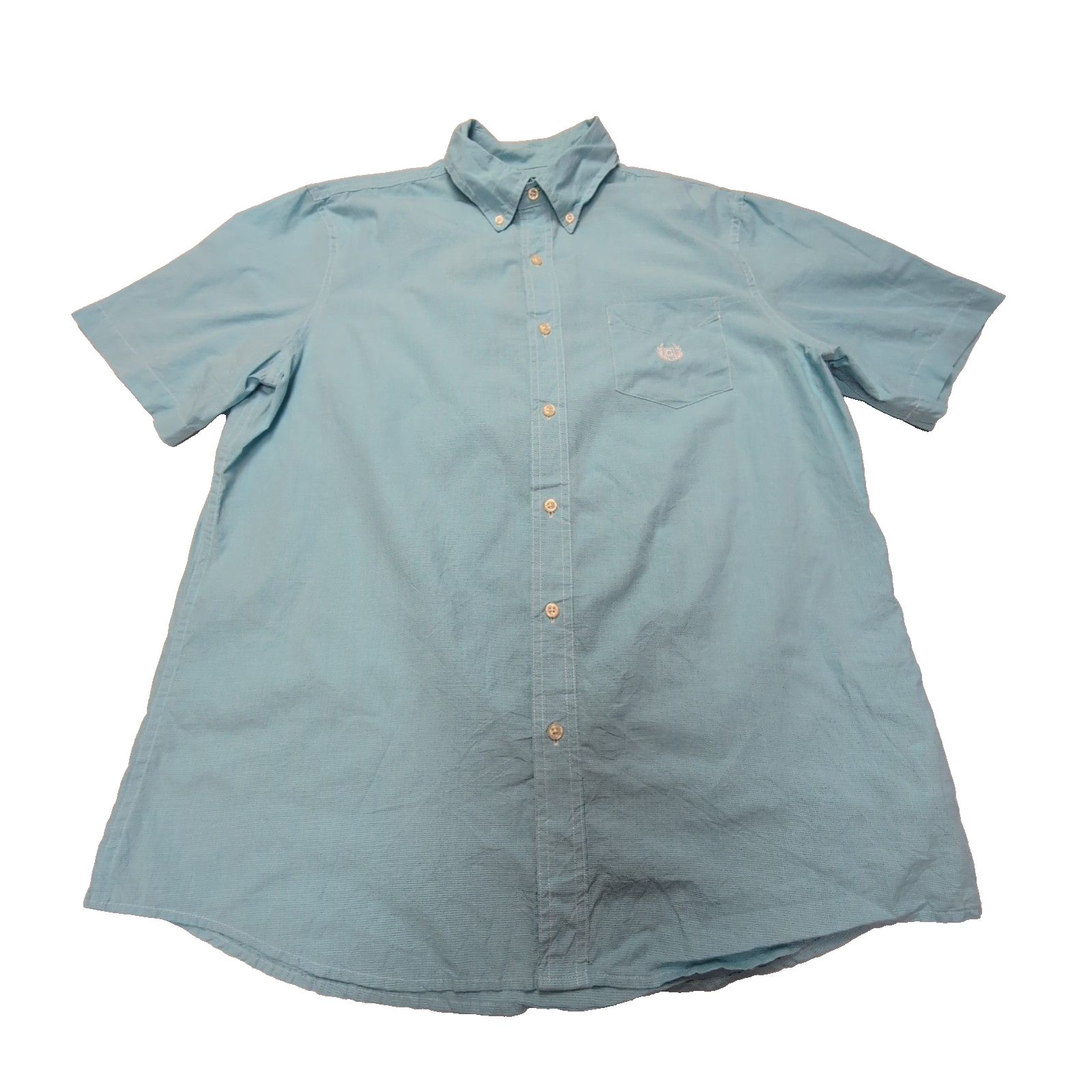 Chemise CHAPS bleu turquoise uni manches courtes taille L homme logo brodé