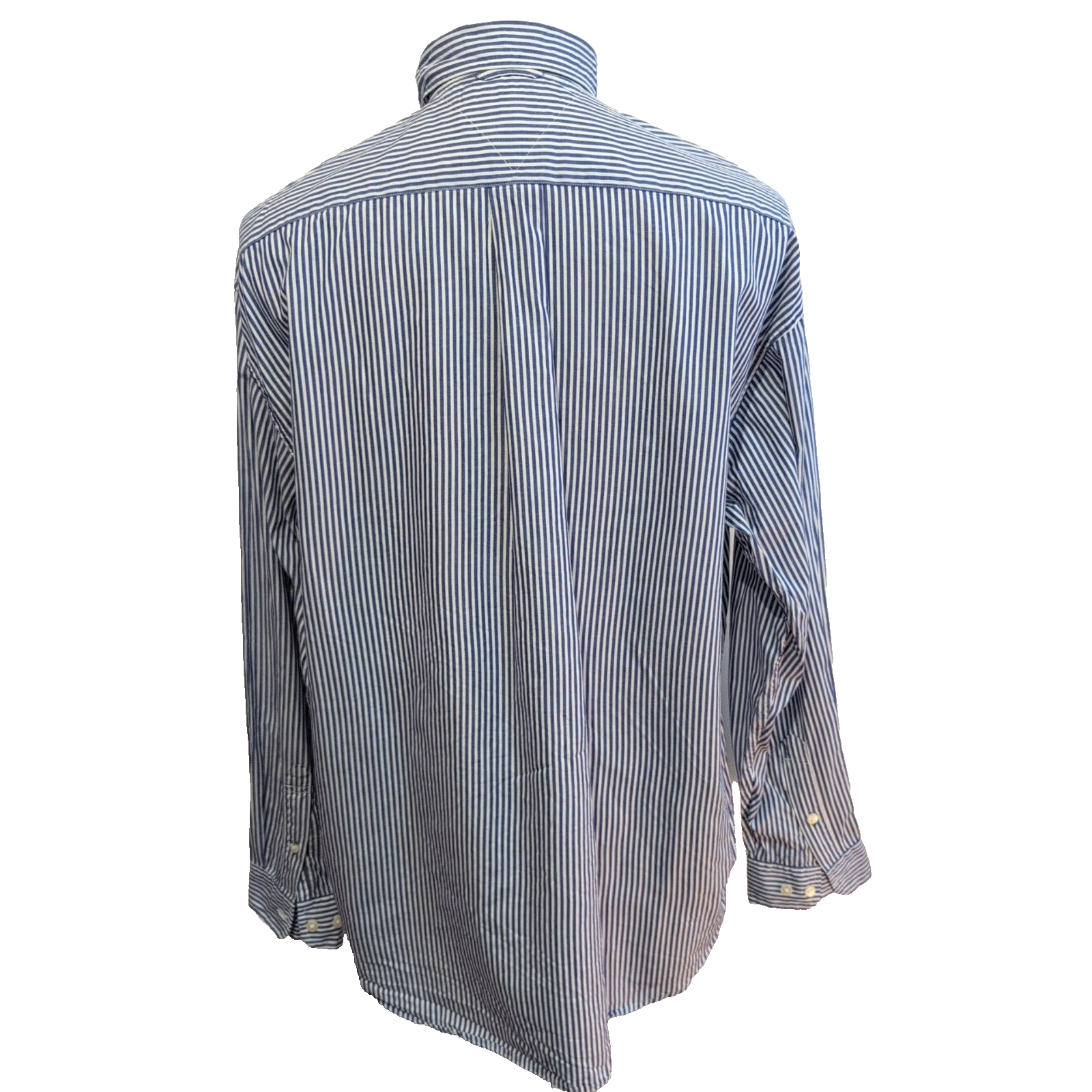 Chemise Tommy Hilfiger Golf Taille L Bleu et Blanc à Rayures Vintage
