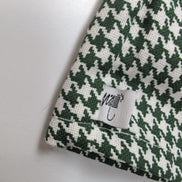 Chemise Femme La Mode de Mélina L Vert Blanc Pied-de-Poule Coton Fait Main