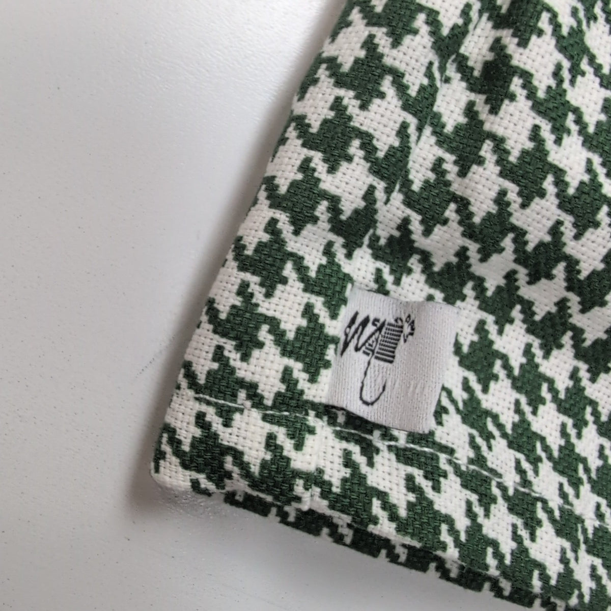 Chemise Femme La Mode de Mélina L Vert Blanc Pied-de-Poule Coton Fait Main