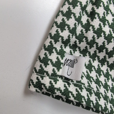 Chemise Femme La Mode de Mélina L Vert Blanc Pied-de-Poule Coton Fait Main
