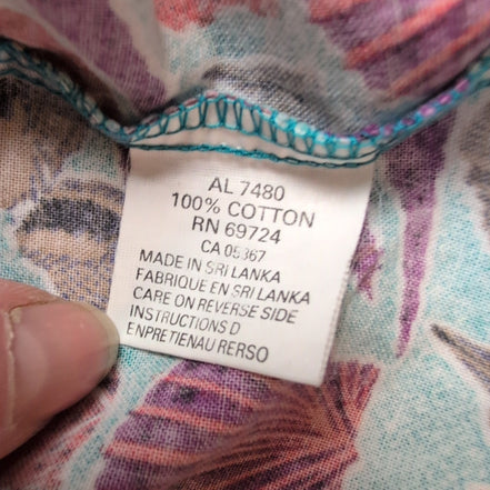 Chemise Columbia modèle hawaïen coquillages multicolore poche femme L